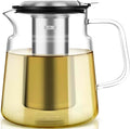 Aquach 57oz Glass Tea Pot with Infuser, Stovetop Safe Borosilicate Teapot | Dishwasher Safe, Plastic-free, Daily Sharing Size, Precise Loose Leaf Filter, Easy-clean