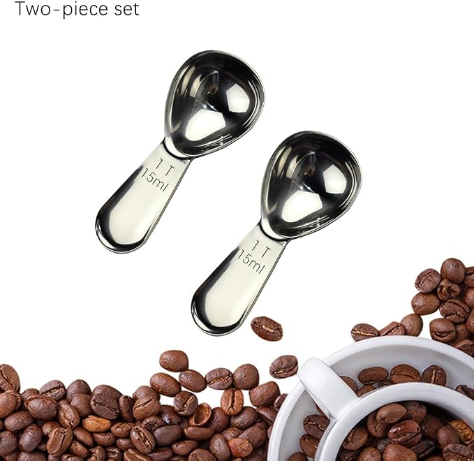 2 Pack Coffee Scoop 15ml Stainless Steel Measuring Spoon Set for Ground Coffee