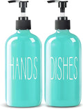 COHOSEGE Glass Soap Dispenser Set 2 Pack,16 Oz Dish Soap Dispenser for Kitchen Sink,Teal Kitchen Accessories and Kitchen Decor,Turquoise Decorations and Kitchen Utensils for Kitchen