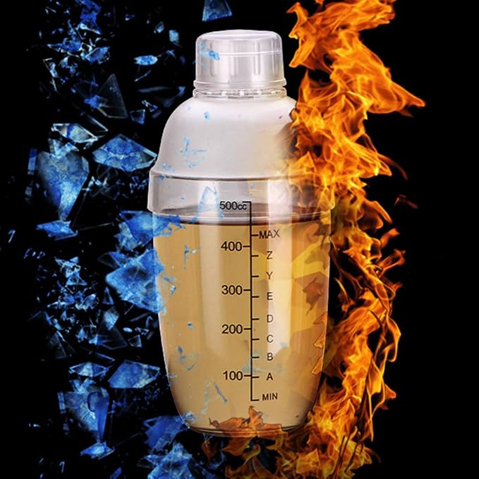 Plastic Cocktail Shaker,Drink Mixer Hand Shaker Cup with Scales,Transparent (1, 17 oz / 500cc)