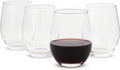 Amazon Basics Stemless Red Wine Glasses, 18 oz., Dishwasher-Safe, 4-Piece Set