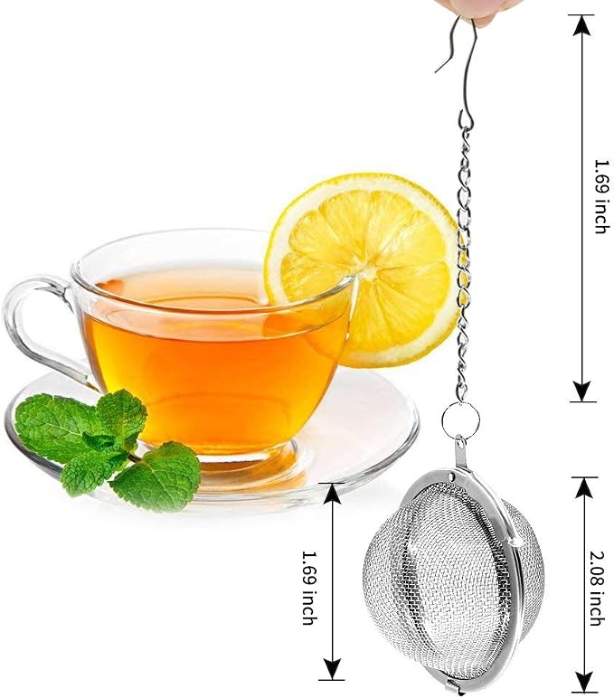 Fu Store 2pcs Stainless Steel Mesh Tea Ball 2.1 Inch Tea Strainers | Teas Infuser Strainer Filters for Teas