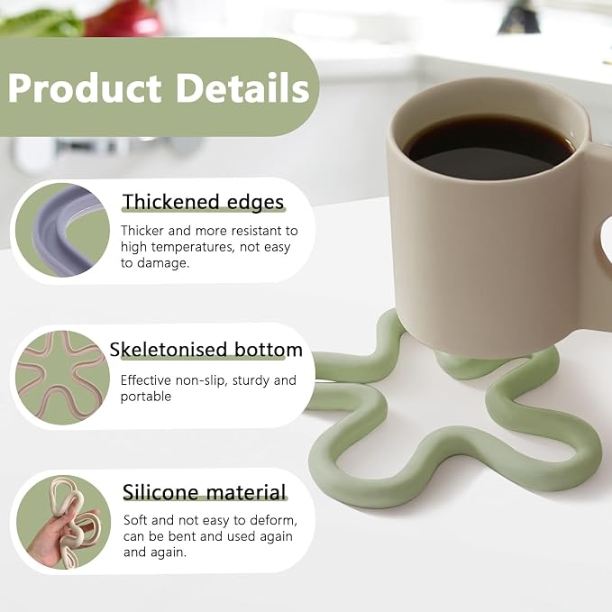4 Set Silicone Trivets for Hot Dishes, Hot Pots and Pans, Flower Heat Resistant Hot Pads for Kitchen Countertop, Table, Hot Plate Mat Pot Holders Dining Counter Decor