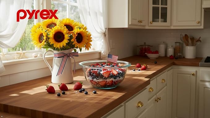 Pyrex 322 1-Quart Glass Mixing Bowl - Made in USA | Tempered Glass | Thick Glass Walls | Wide Rim | Refrigerator Safe | Freezer Safe | Dishwasher Safe | Reusable Construction