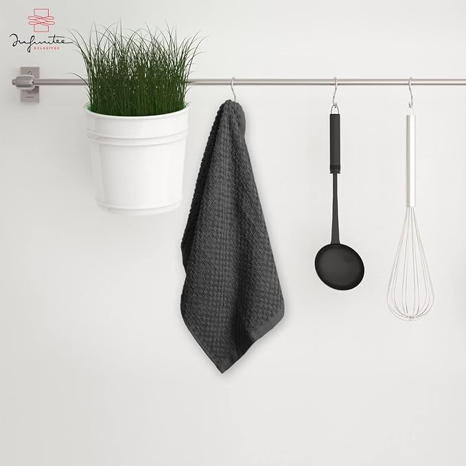 Infinitee Xclusives Kitchen Towels - 6 Pack - Cotton Dish Towel |15" x 25"| | 100% Cotton, Highly Absorbent Tea Towels - Lint Free, Soft, Durable & Quick Dry, Ideal for Drying Dishes & Kitchen Cleaning