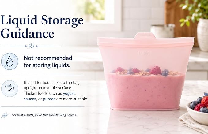 Reusable Silicone Food Storage Bags, 3 Pack 17/34/50 oz, Snack & Meal Prep(Pink)