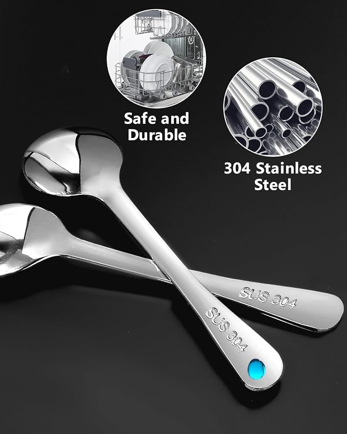 6PCS Tiny Spoons - Mini Stainless Steel Spoons 2.9 inch for Salt Jars Spice Jars, SUS 304 Food Grade Seasoning Spoon for Powder Spices, Pepper, Sugar, Coffee