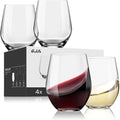 OJA Wine Glasses Set, Crystal Stemless Red Wine Glass, Set of 4, 15 oz | No Stem, Clear, Sturdy Drinking Glass for White Wine, Daily Use, Birthday, Wedding, Home Party, Anniversary, Shower Gift