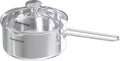 SUNHOUSE 1.5 QT Sauce Pan with Lid & Pour Spouts, Tri-Ply Base | Small 18/10 Stainless Steel Pot & Milk Pan with Cover - Induction Compatible - PFOA Free, Dishwasher Safe