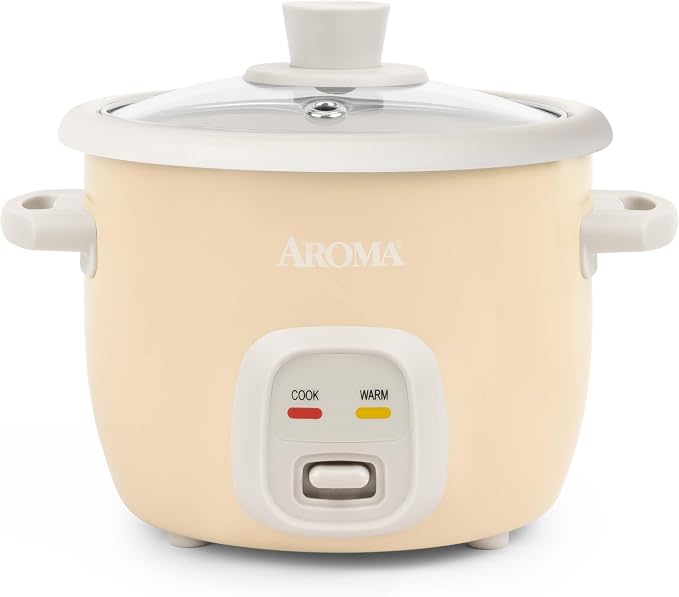 AROMA® Mini Rice Cooker, 2-Cup (Uncooked) / 4-Cup (Cooked), Grain Cooker, Soup Maker, Oatmeal Cooker, Auto Keep Warm, 1 Qt, Milk Tea, ARC-302NGMT