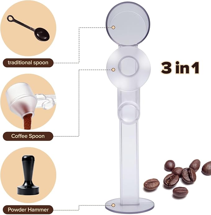 Coffee Scoop 2Tbsp & 51mm Espresso Tamper - BPA-Free PCTG Scoop Funnel, Fits K-Cups, Precise Measuring for Coffee/Protein/Powder/Hot Cocoa & Formula Dispensers (Natural,1Pack)