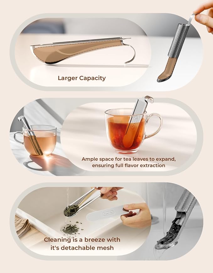 2Pcs 2-in-1 Tea Scoop Infuser for Loose Leaf Tea Strainer Fine Mesh | 304 Stainless Steel Tea Infuser, Easy to Fill and Clean, Loose Leaf Tea Steeper for Cup Mug Teapot