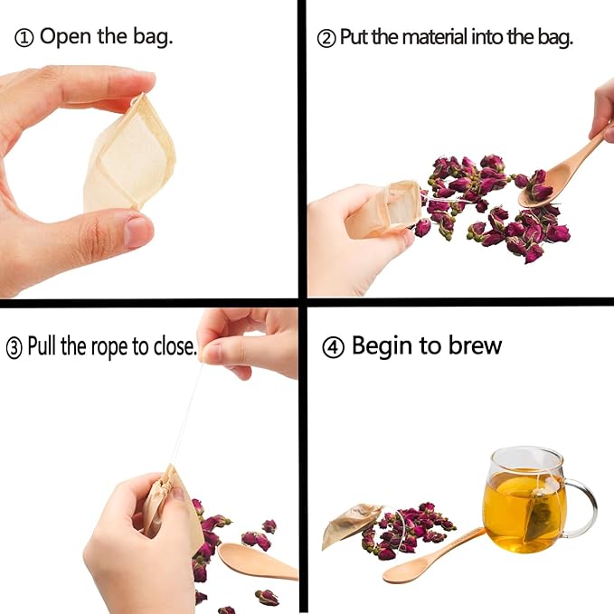 Eketirry 400pcs Disposable Tea Bags for Loose Tea, Small Empty Tea Bag with Wood Pulp Material, Unbleached Tea Filter Bag with Drawstring (Initial,1.97 x2.76 inch)