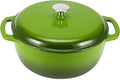 Amazon Basics Enameled Cast Iron Dutch Oven Pot with Lid, Round, Dual Handles, Heavy-Duty, Oven Safe for Stews, Roasting, Baking, 6-Quart, Green