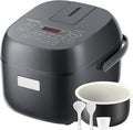 TOSHIBA Small Rice Cooker, 3-Cup Uncooked, for 1-3 People, LCD Display, 8 Cooking Functions, Nonstick Inner Pot, Grey