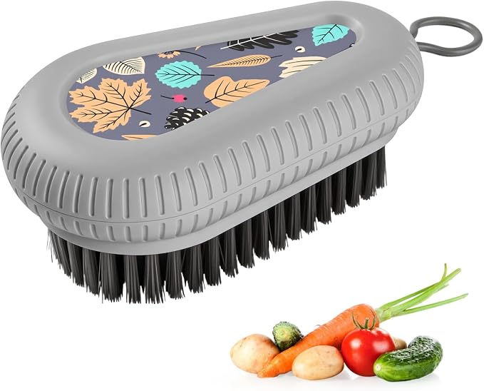 Fruit and Vegetable Brush, Multi-Purpose Produce Scrubber Brush with Non-Slip Handle & Hanging Loop
