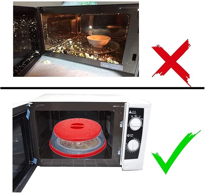 Microwave Cover for Food,Collapsible Microwave Splatter Cove,Fruit Drainer Basket,BPA-Free Made of TPR & PP Dishwasher Safe 10.5 inch (RED)