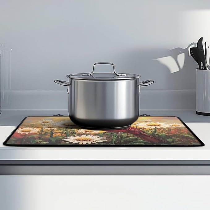 Cardinal Daisy Sunset Print Stove Top Covers Waterproof Electric Stove Cover Mat 29.18 x 20.96 inch Glass Cooktop Protector Large Coffee Machine Mat for Flat RV Range