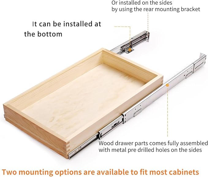 29”W x 21”D x 3”H Soft Close Slide Out Wood Drawer Organizer for Kitchen, (Cabinet Opening>29.5 inches for Bottom Assembly, Width= 29 inches for Side Assembly)