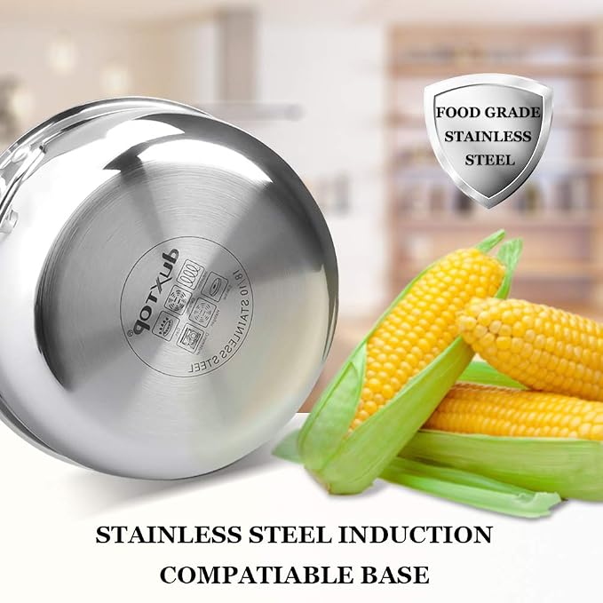 Duxtop Whole-Clad Tri-Ply Stainless Steel Saucepan with Lid, 3 Quart, Kitchen Induction Cookware