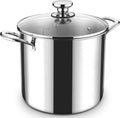 P&P CHEF 12 Quart Tri-Ply Stainless Steel Stock Pot, Cooking Pot with Lid | 12 Qt Stockpot for Soup Pasta Vegetable, Induction Cookware for All Stoves, Sturdy & Double Handle, Oven & Dishwasher Safe