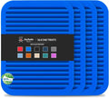 4 Pack Square Silicone Trivets | Hot Pads for Kitchen, Hot Pots and Pans, Hot Dishes, Countertops, Heat Resistance to 480°F, True Blue
