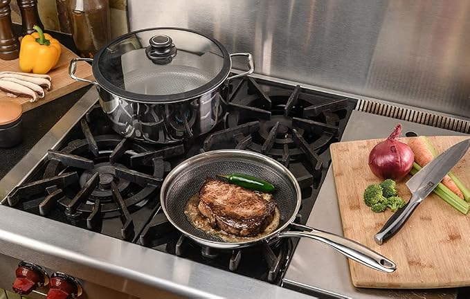 Black Cube Frieling Quick Release Cookware Fry Pan - 9.5-Inch - Non Stick Frying Pans - Quick Release Pans - Stainless Steel Non Stick - Stainless Fry Pan Hybrid Cookware