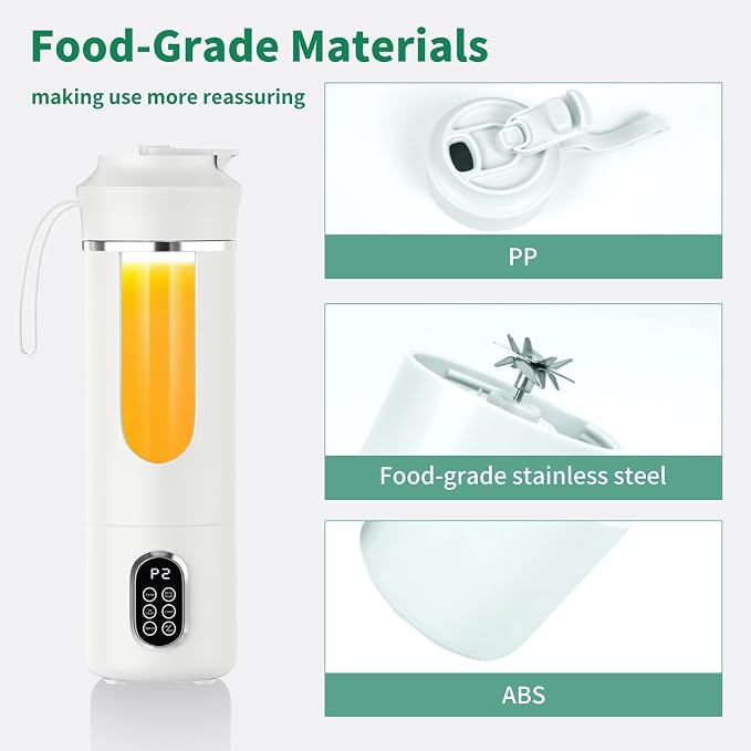 Portable Cordless Blender,Small Rechargeable Juicer | Mini Personal Blender for Smoothies and Shakes,With Automatic Cleaning Function,On The Go and Easy To Use