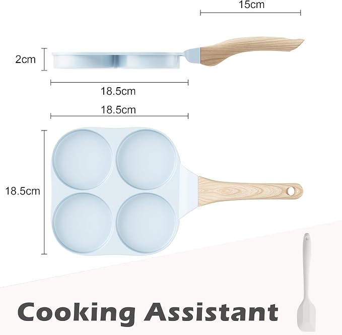 Caannasweis Ceramic Egg Pan Omelette Pan, 4-Cup Nonstick Omelette Skillet, Breakfast Frying Pan Egg Cooker Suitable for Gas Stove & Induction Cookware, PFOA PFOS Free, Blue