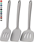 Coukre 3 Pack Silicone Spatula Set, Heat Resistant to 500°F, BPA-Free | Fish Spatula, Solid & Slotted Turners, Dishwasher Safe, Spatula Set for Eggs, Pancakes, Fish & Burgers, PureGray