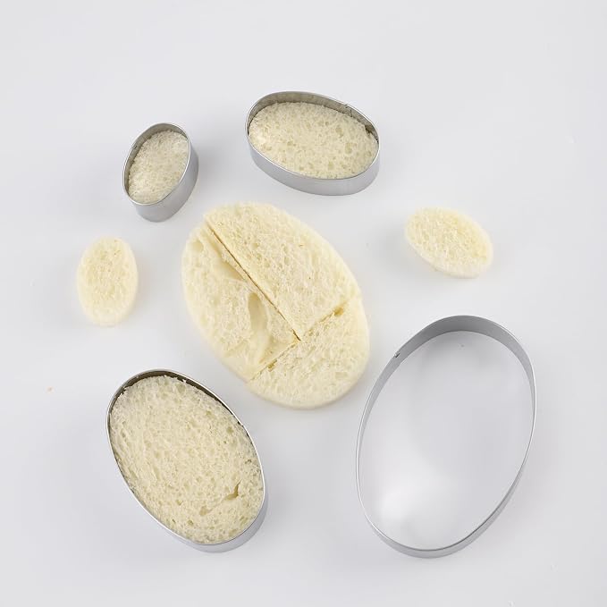 Oval Cookie Cutter Set Large - 5 Inch, 4 Inch, 3 Inch, 2 Inch - Geometric Cookie Cutters Shapes Molds - Stainless Steel Homemade Oval Biscuit Treats Cutter…