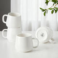 Teocera Coffee Mugs Set of 4-12oz Chip-Resistant Ceramic Cups with Ergonomic Handle | Dishwasher & Microwave Safe White Mugs | Keeps Beverage Hot, Perfect for Family Kitchen & Holiday Gifts