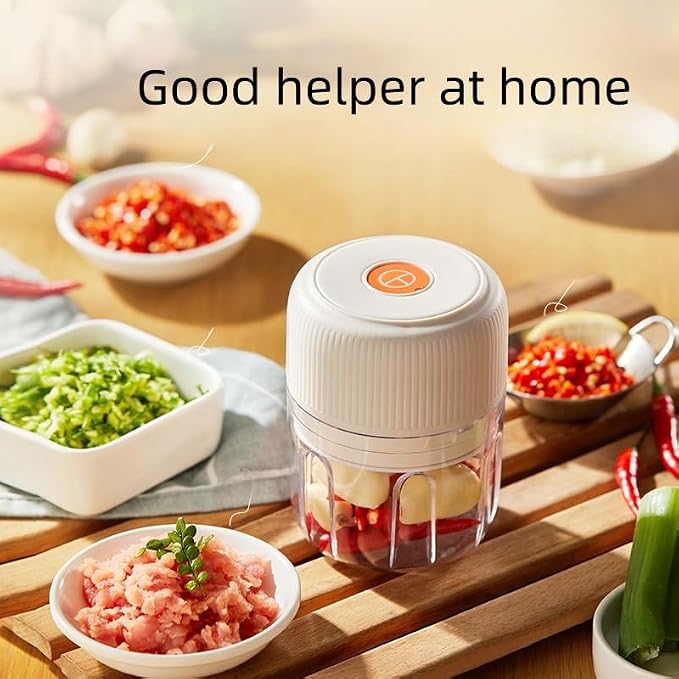 Electric Garlic Chopper, 250ML Food Chopper USB, Mini Vegetable Chopper, Garlic Mincer, Onion Chopper, Portable Small Food Processor (white), EDR00101
