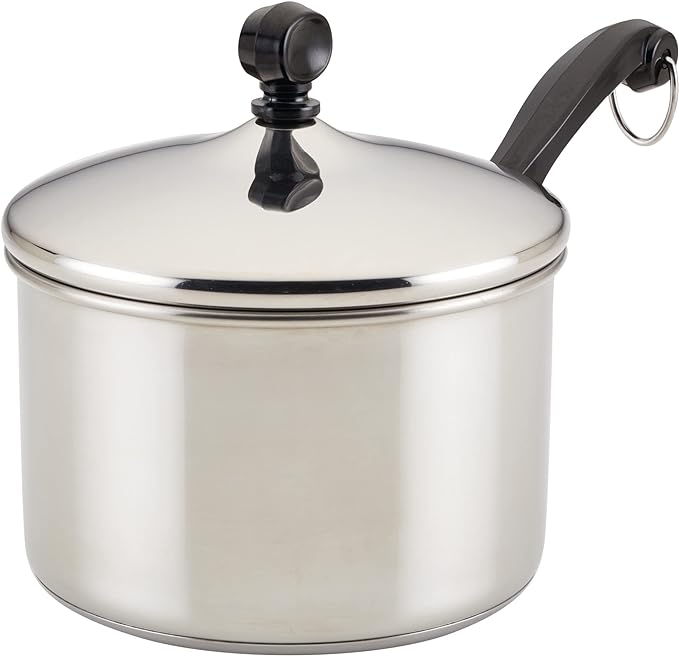 Farberware Classic Series Stainless Steel Sauce Pan with Lid, 2-Quart, Sauce Pans for the Kitchen, Silver