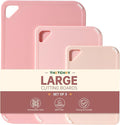 Plastic Cutting Board Set of 3, Pink Cutting Board for Kitchen | Non-Slip with Grip Handle, Chopping Board for Cooking, Bpa Free, Dishwasher Safe, Reversible, Cute Pink kitchen Accessories