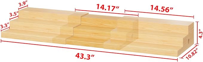 3-Tier Extra-Long Expandable Bamboo Can Rack for Pantry, Holds 45 Cans | Adjustable Pantry Can Organizer, Large Capacity Holds up to 45 Cans, Pantry Shelf & Countertop Storage (Patent Pending)