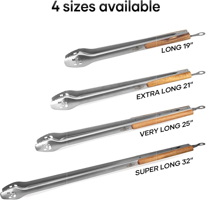XUDAKAIXIN 21-Inch Extra Long Stainless Steel BBQ Tongs with Extended Luxurious Acacia Handle – Durable and Easy-to-Clean Grilling Tool for Cooking, Kitchen Use, and Outdoor Barbecues