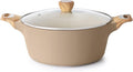 SENSARTE Ceramic Nonstick Stock Pot with Lid, 2.6/4.5/6.6/8.5/11 QT Soup Pot Casserole Pot, Non-toxic Healthy Pasta Pot, Large Cooking Pot Stew Pot, Induction Compatible, PFOA PFAS PTFE Free, Taupe
