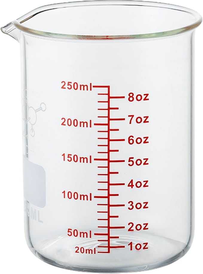 High Borosilicate Glass Measuring Cup-V-Shaped Spout,250ml(8OZ) Glass Measuring Beaker for Kitchen or Restaurant, Easy to Read