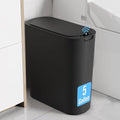 Cesun 5 Gallon Automatic Bathroom Trash Can with Lid, Black, Touchless | Motion Sensor, Slim, Small Smart Garbage Bin, Plastic, Battery Operated, Manual Button, for Office/RV/Bedroom/Living Room