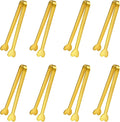8 PCS Gold Mini Serving Tongs, 4.88 Inch Small Metal Kitchen Charcuterie Tongs, Stainless Steel Sugar Cube Ice Tong for Coffee Bar, Tea Party, Desserts Party, Ice Bucket and Sugar