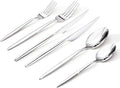 48 Piece Silverware Set for 8 with Steak Knives, 18/10 Stainless Steel | KINGSTONE Flatware set, Mirror Polished Fork Knives Spoon Utensils,Cutlery set for Home Restaurant Wedding, Dishwasher Safe
