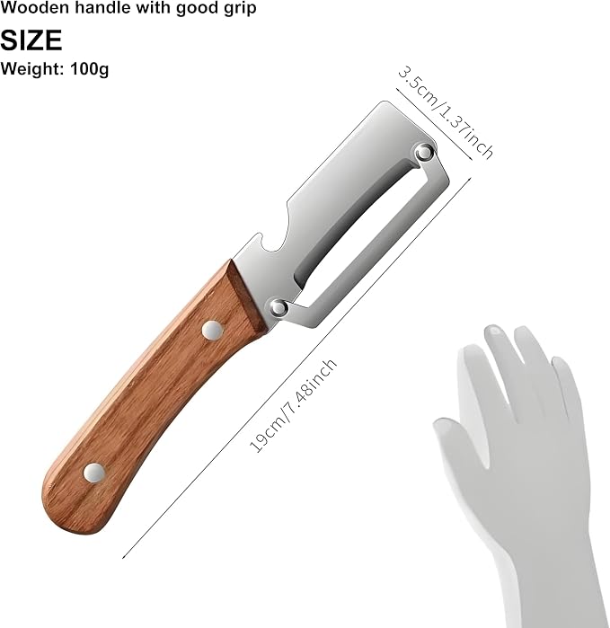 Best Multi Functional Vegetable Peelers for Kitchen | 2 in 1 Wooden Handle with Bottle Opener, Sugarcane Peeler, peeling Pumpkin