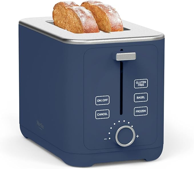 Martha Stewart 2-Slice Toaster, 3 Presets & 10 Shade Settings, Indigo Blue