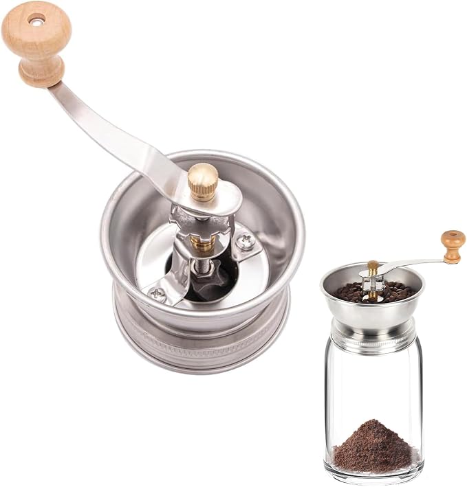 Mason Jar Coffee Grinder, Manual Coffee Grinder Lid Attachment for Regular Mouth Mason Jars, Stainless Steel Mason Jar Lid and Ceramic Burr, Ideal for Camping & Home Barista