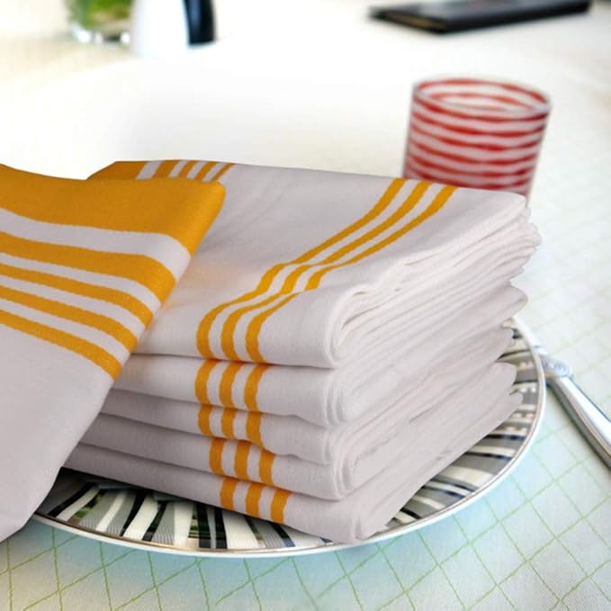 Urban Villa Kitchen Towels Cotton Dish Towels 20”x30” (Set of 3) Yellow Wht