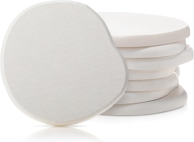 Diatomaceous Earth Coasters Set of 8，Cool Absorbent Quick-Dry Drink Coasters for Desks, Cute Modern Stone Design with Stylish White Aesthetic (8, White)