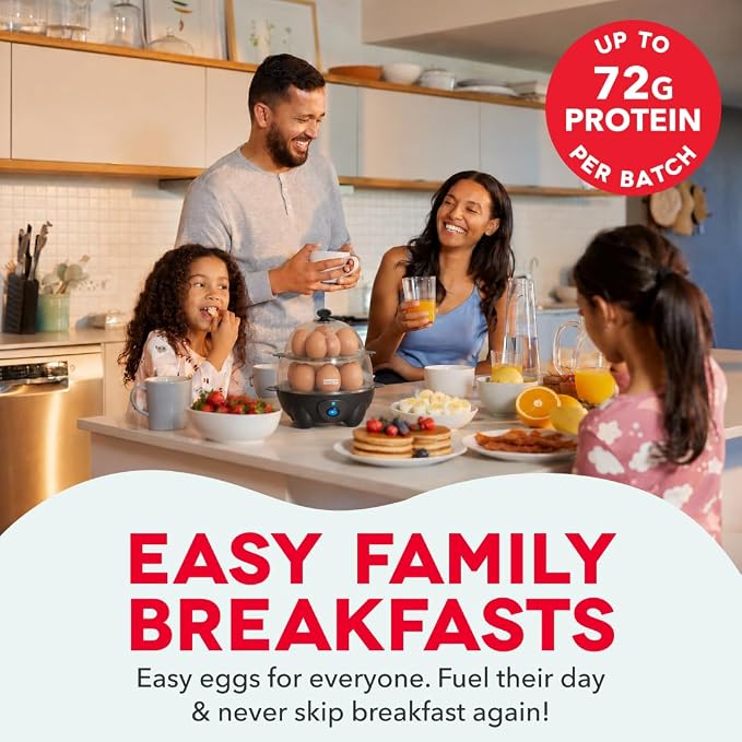 Dash Deluxe Egg Cooker, 12 Hard Boiled Eggs, Black | Electric Double Decker Egg Poacher, Steamer & Omelette Maker Machine, Soft or Poached Eggs, Auto Shut-Off, BPA-Free