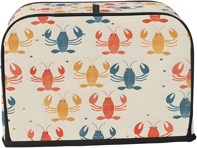 4 Slice Toaster Cover Colorful Lobster Toaster Covers Four Slice Wide Slot Waterproof and Dustproof Covers for Wide Slot Toasters and Small Appliances Kitchen Decor Gifts