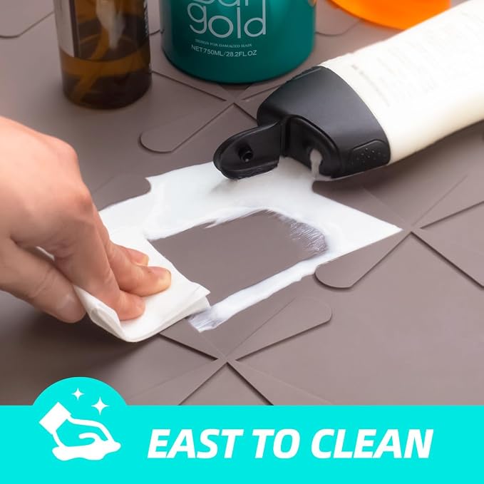 Waterproof Under Sink Mat 31" x 19" Silicone Mat Cabinet Protector | Heavy Duty Kitchen Cabinet Liner, Easy Press Drain, Home Essentials for Pet Feeding, Boots, Bathroom, Organizers & Storage